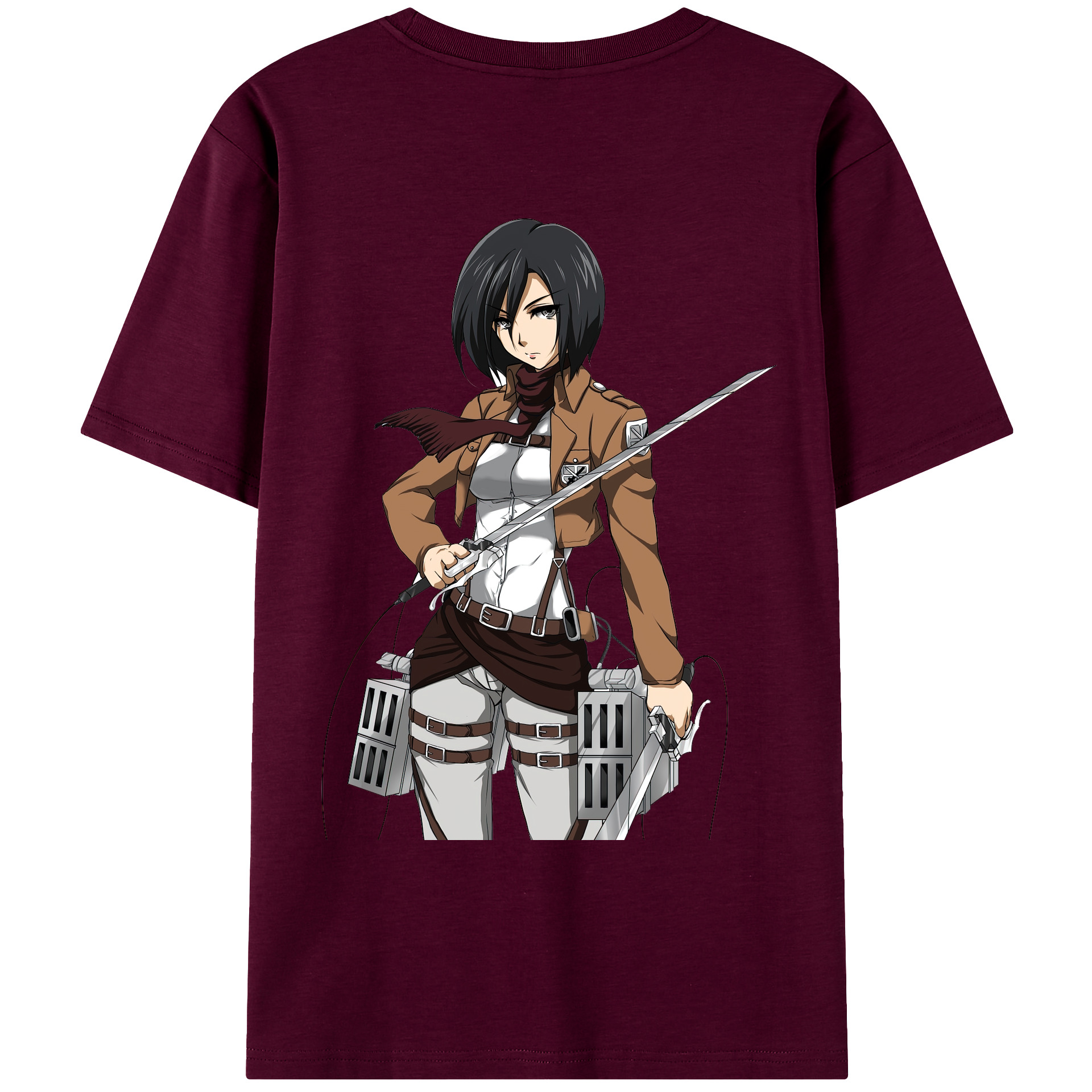 （画像用） 進撃の巨人 ミカサ·アッカーマン Attack on Titan Mikasa Ackerman レディース半袖Tシャツ(バックプリント)
